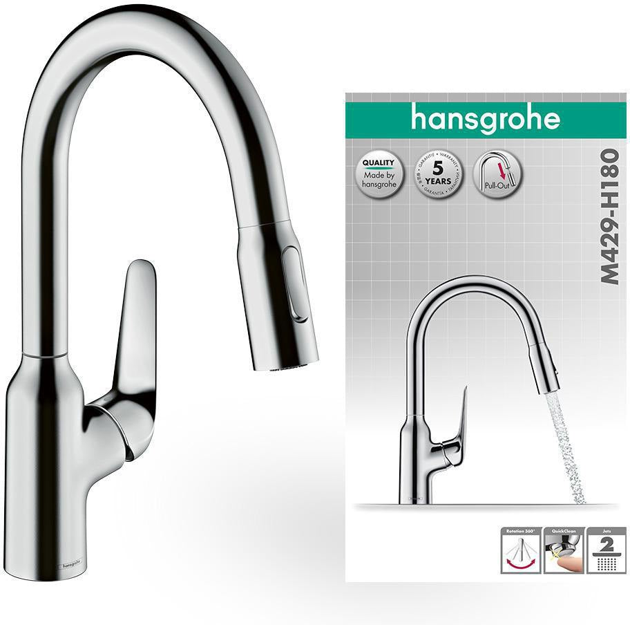 HANSGROHE Focus M42 Spültischmischer 180 mit Ausziehbrause, chrom