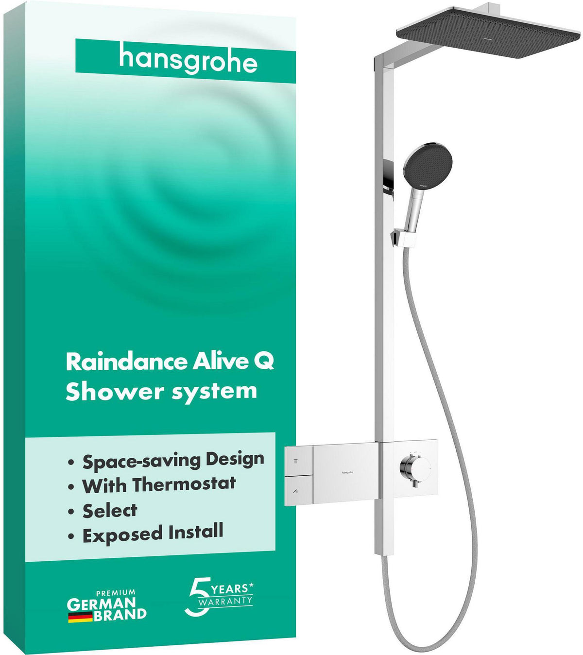 HANSGROHE Raindance Alive Q 210/340 1jet Duschsystem mit Thermostat und Select-Technologie