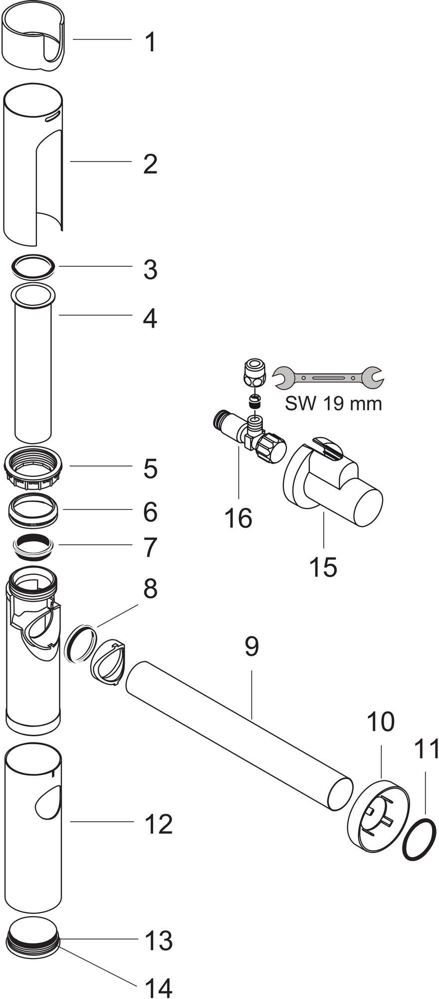 HANSGROHE Designsiphon-Set FLOWSTAR mit Eckventilen in Chrom – Flaschensiphon für Bad und Küche