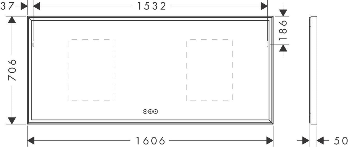 HANSGROHE Xarita E Wandspiegel 1200 mm mattweiß mit LED-Beleuchtung, SmartTouch und AntiFog