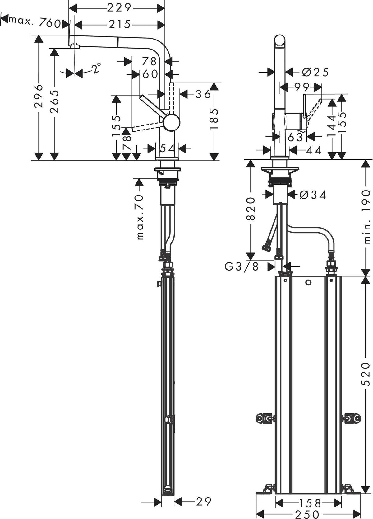 HANSGROHE Talis M54 270 Spültischmischer mit Ausziehauslauf sBox Chrom