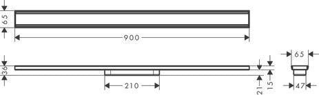 HANSGROHE RainDrain Original Duschrinne Fertigset 1200 mm – rahmenloses Design, Edelstahl gebürstet