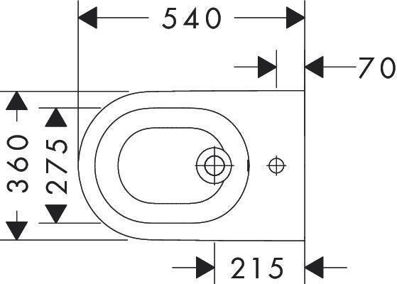 hansgrohe EluPura S Wand-Bidet 540 mm mit Hahnloch und Überlauf, Weiß