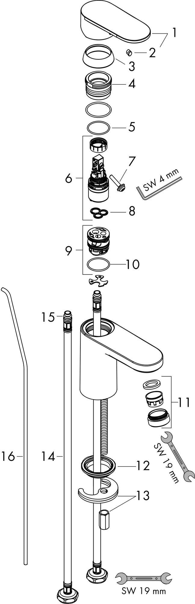 HANSGROHE Vernis Blend 70 Einhebel-Waschtischmischer mit Zugstangen-Ablaufgarnitur, chrom