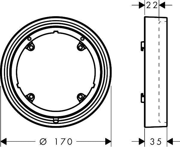 HANSGROHE Verlängerungsrosette ShowerSelect Comfort S 22 mm Chrom – für größere Fliesenüberdeckung