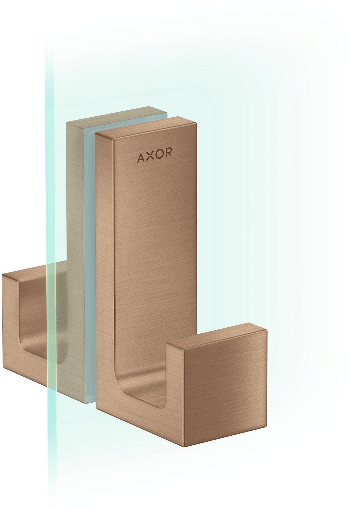 AXOR Universal Rectangular Duschtürgriff in polished gold optic – Metall, verdeckte Befestigung, 6–12 mm Glas