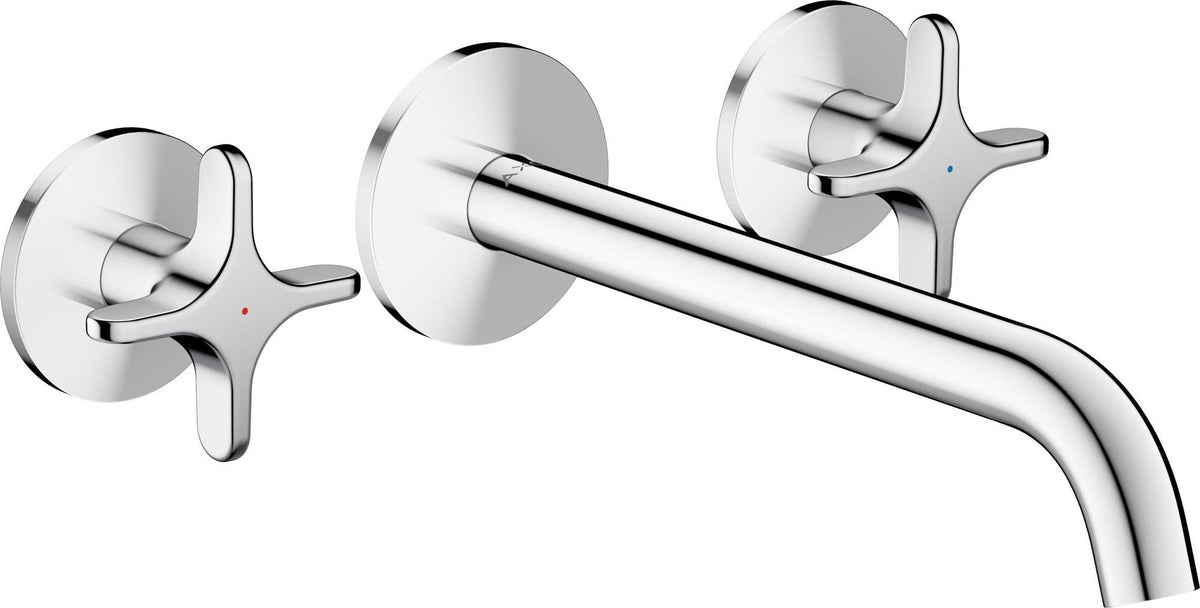 AXOR One 3-Loch Waschtischarmatur Unterputz 220 mm mit Kreuzgriffen Chrom