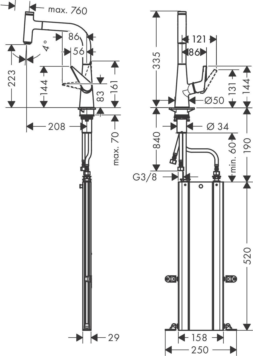 HANSGROHE Talis Select S 220 Küchenmischer mit sBox und Ausziehauslauf, chrom