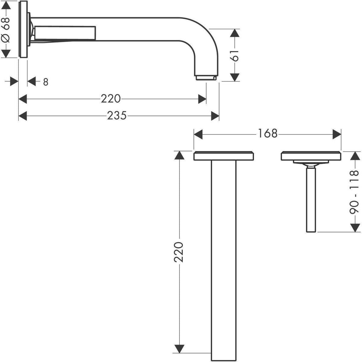 AXOR CITTERIO Einhebel-Waschtischmischer DN 15 Unterputz mit Rosetten 165 mm Chrom