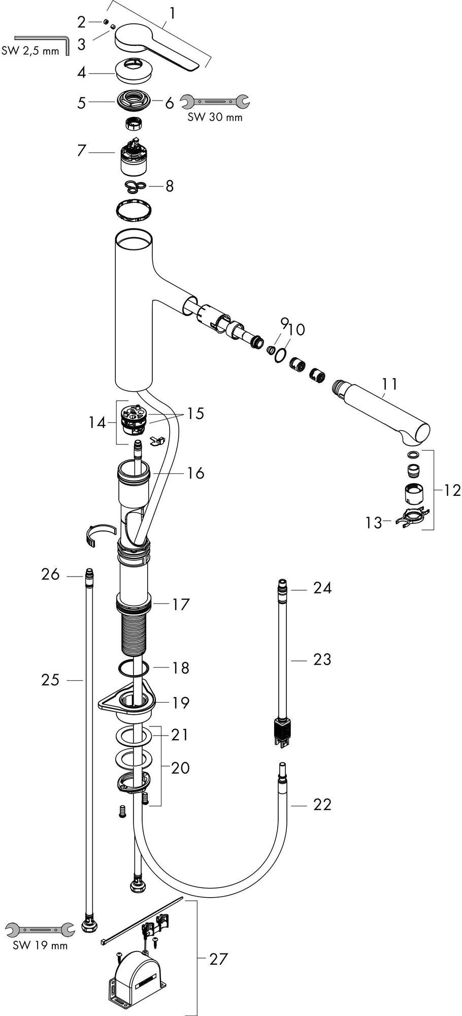 HANSGROHE Einhebel-Spültischmischer Zesis M33 160 mit Ausziehbrause und sBox lite – Chrom