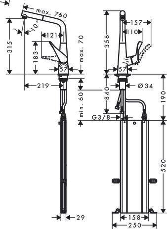 HANSGROHE Metris M71 Einhebel-Küchenmischer 320 mit sBox und Ausziehauslauf in Chrom