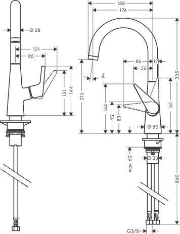 HANSGROHE Talis S 220 Einhebel-Spültischmischer mit ComfortZone und 3-stufigem Schwenkauslauf