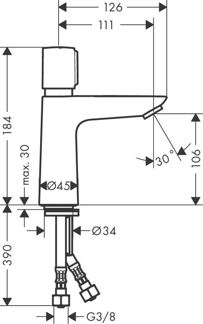 HANSGROHE Talis E Selbstschluss-Waschtischmischer mit Temperaturregulierung chrom