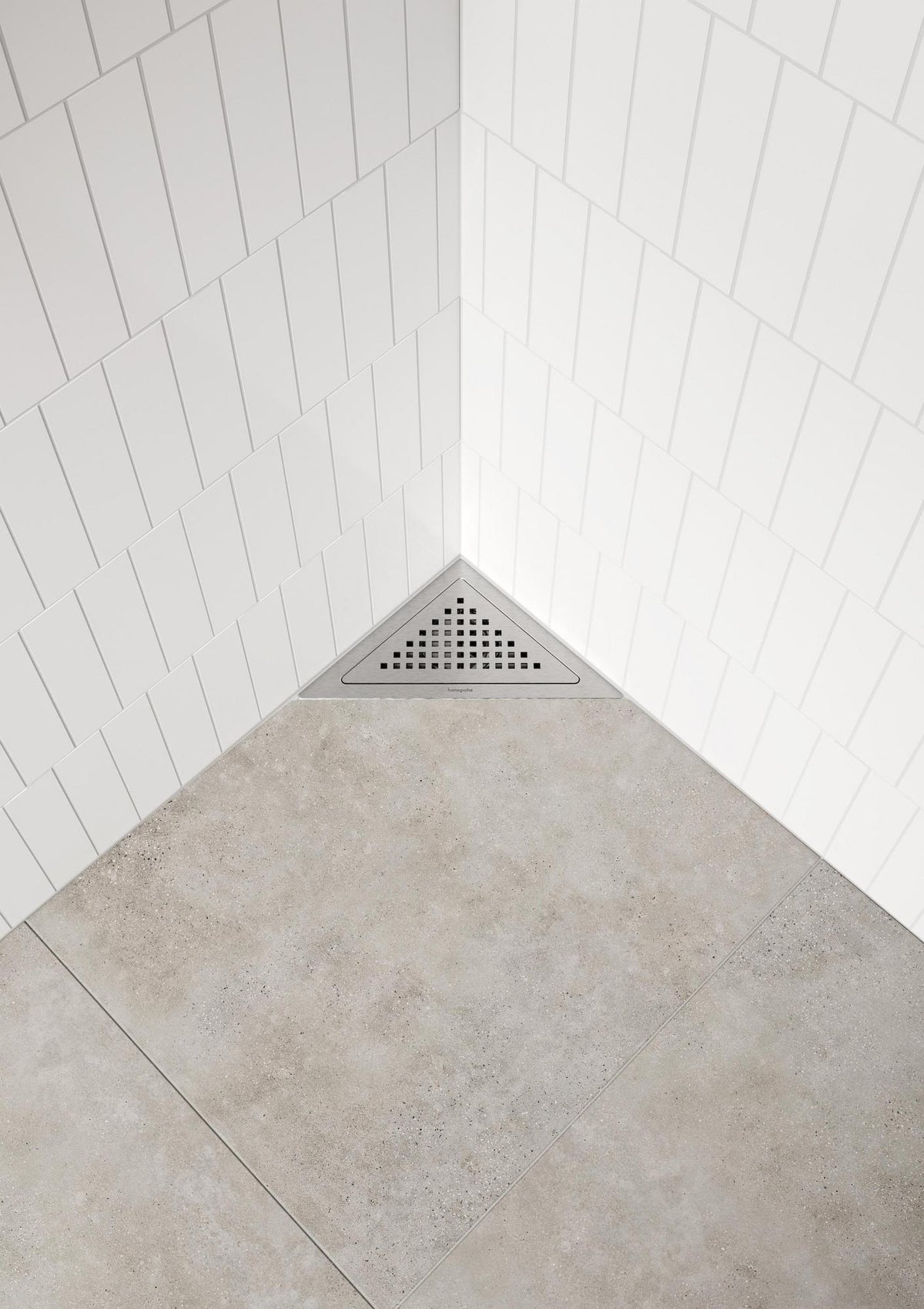 hansgrohe RainDrain Corner Komplettset Punktablauf 240/240, Edelstahl gebürstet – rahmenloses Design, DN40, höhenverstellbar