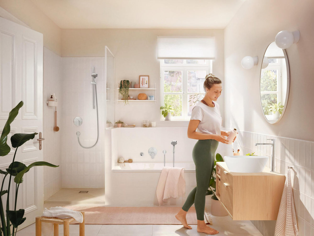 HANSGROHE Rebris S Fertigmontageset Wannenmischer Unterputz Chrom – 2 Verbraucher, Thermostat