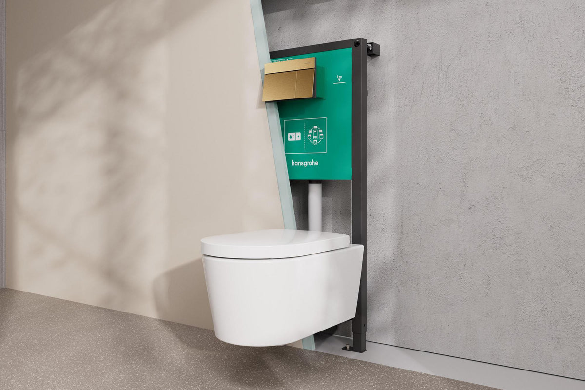 Hansgrohe iFrame Element E Betätigungsplatte mit 2-Mengen-Spülung, Metall, gebürstet