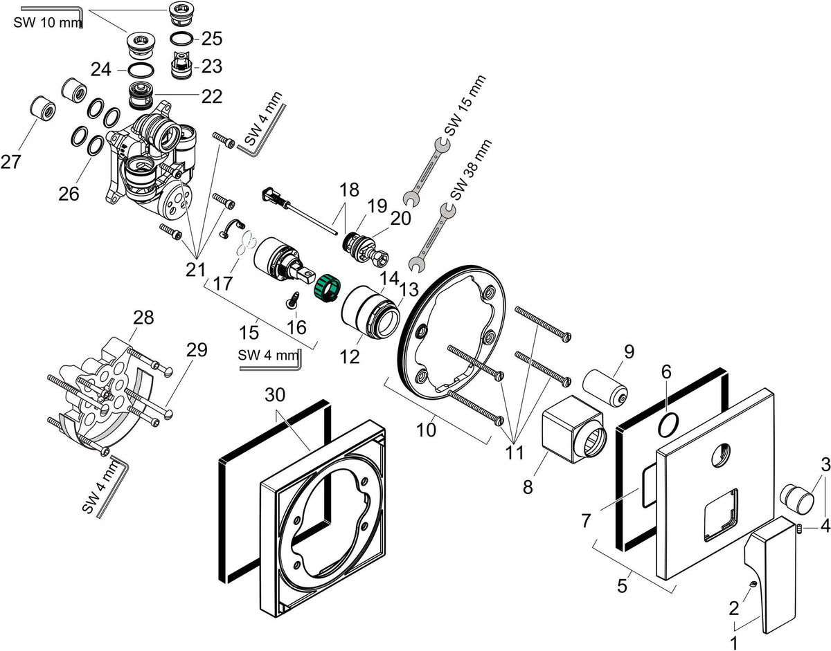 HANSGROHE Metropol Einhebel-Wannenmischer Fertigmontageset DN 15 UP Chrom