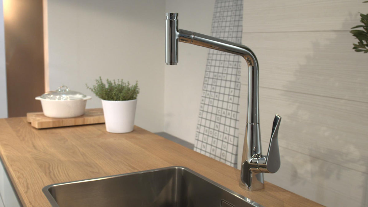 HANSGROHE Metris M71 Einhebel-Küchenmischer DN 15 mit Ausziehbrause, ComfortZone 320, Chrom