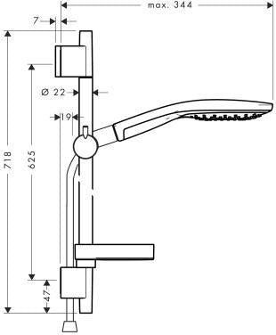 HANSGROHE Raindance Select S 150 3jet Brauseset mit Unica'S Puro Stange und Seifenschale, Chrom