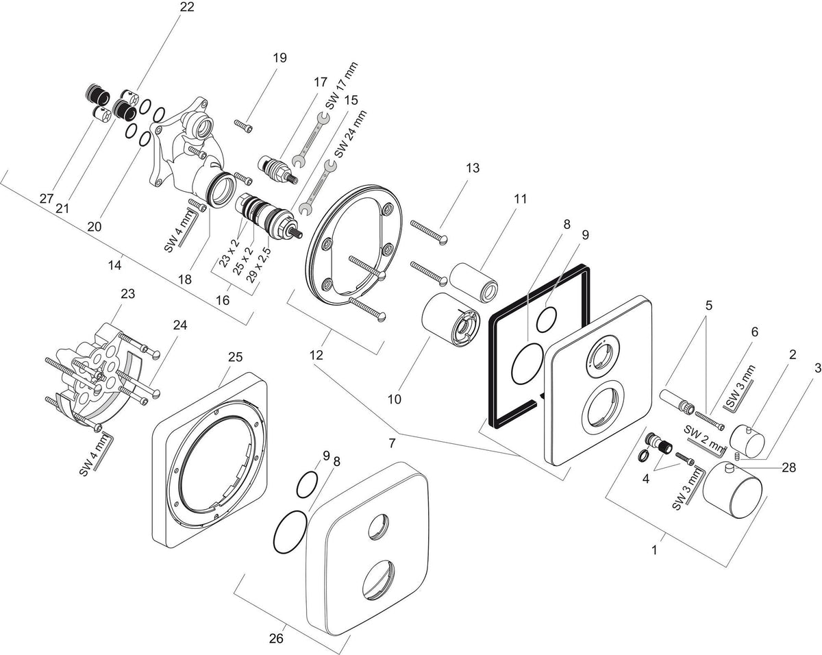 AXOR Citterio M Unterputz-Thermostat mit Abstellventil, chrom – 1 Verbraucher