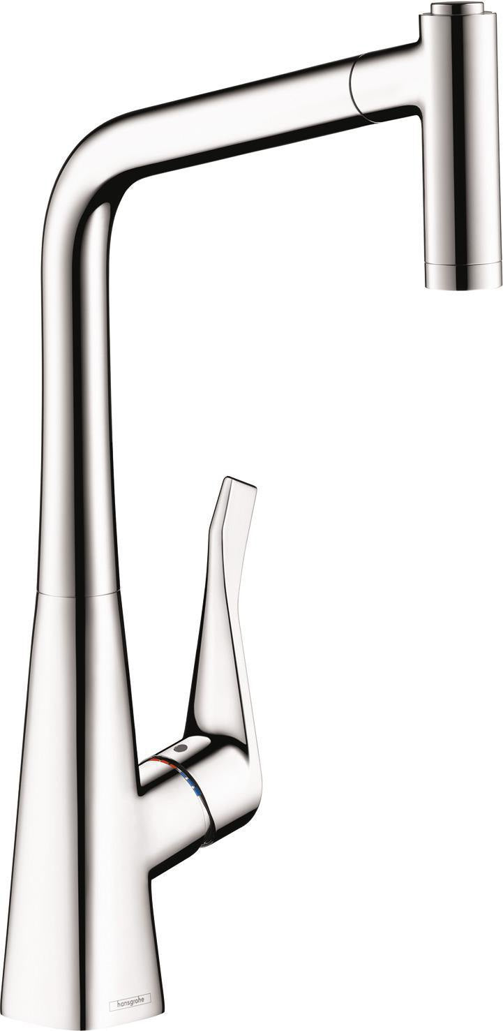 HANSGROHE Metris M71 Einhebel-Küchenmischer DN 15 mit Ausziehbrause, ComfortZone 320, Chrom