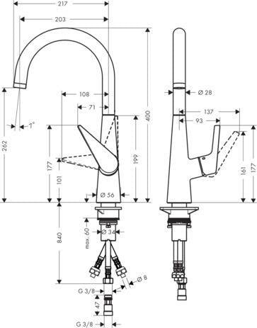 HANSGROHE Talis S Küchenmischer 260 – Niederdruck, schwenkbarer Auslauf, Chrom