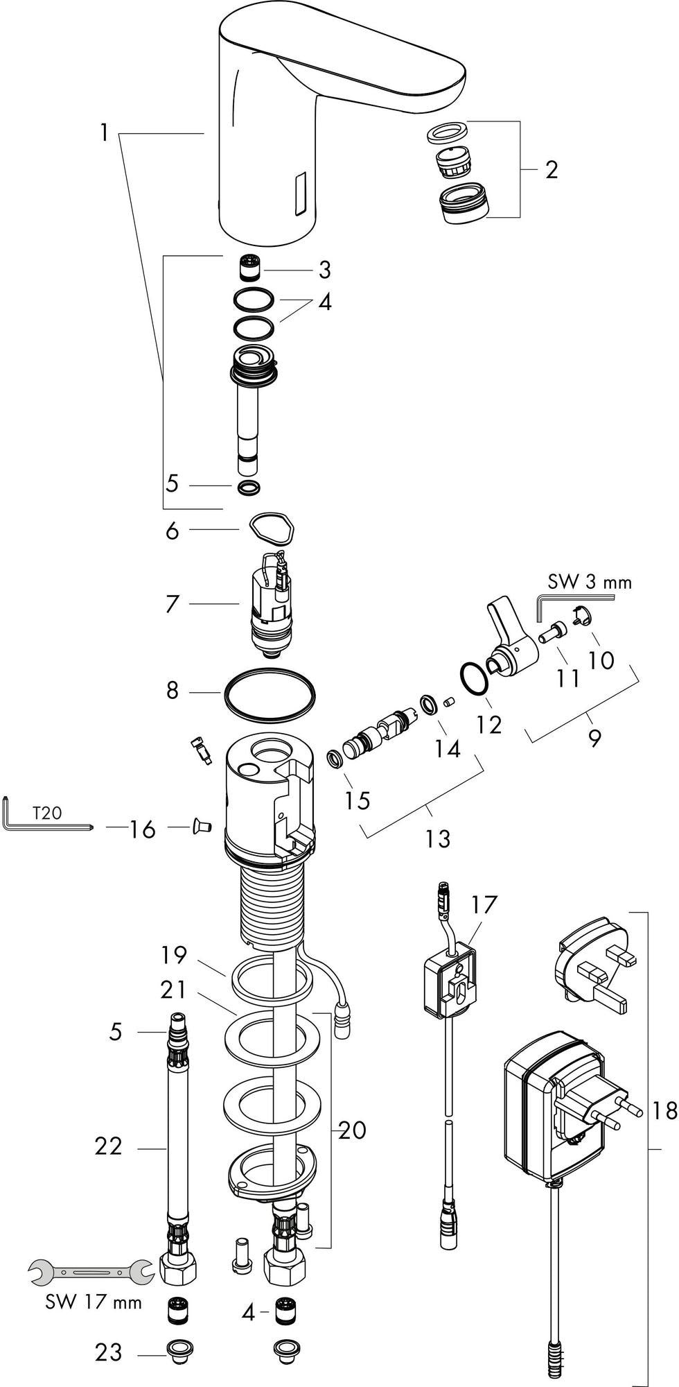 HANSGROHE Focus Elektronik-Waschtischmischer DN 15 – Infrarot, Batteriebetrieb, Chrom