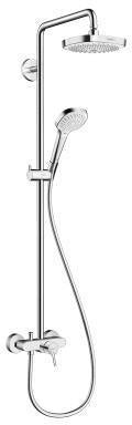 HANSGROHE Croma Select E 180 2jet Showerpipe mit Einhebelmischer, weiß/chrom – Duschsystem mit Kopf- und Handbrause
