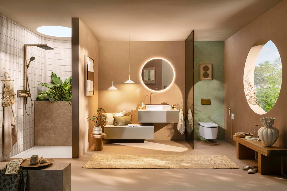 HANSGROHE XtraStoris Rock Toilettenbürstenhalter mit Papierhalter, befliesbare Tür, mattweiß