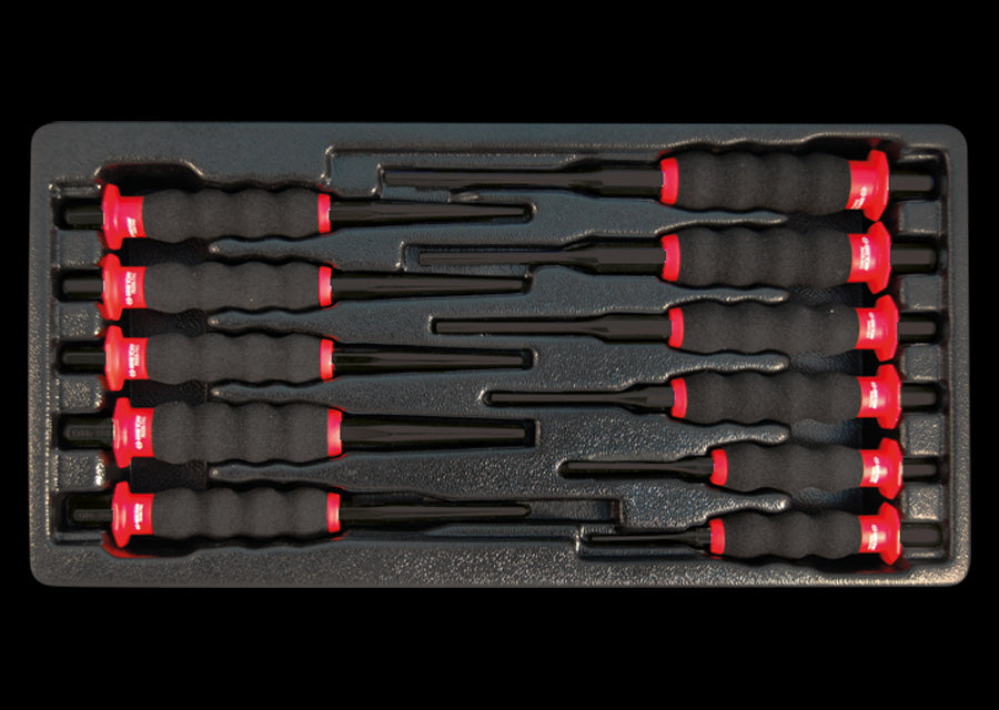 KING TONY Profi-Werkzeuge - Ummantelte Körner- und Splinttreiber-Set-Modul - 11 tlg. 91011GP