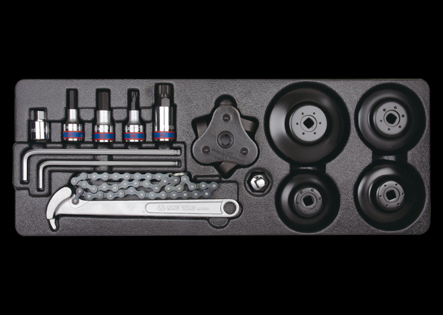 KING TONY Profi-Werkzeuge - 1/2" 6-Kant Steckschlüssel- und Ölfilterschlüssel-Set -13 tlg. 990113MA