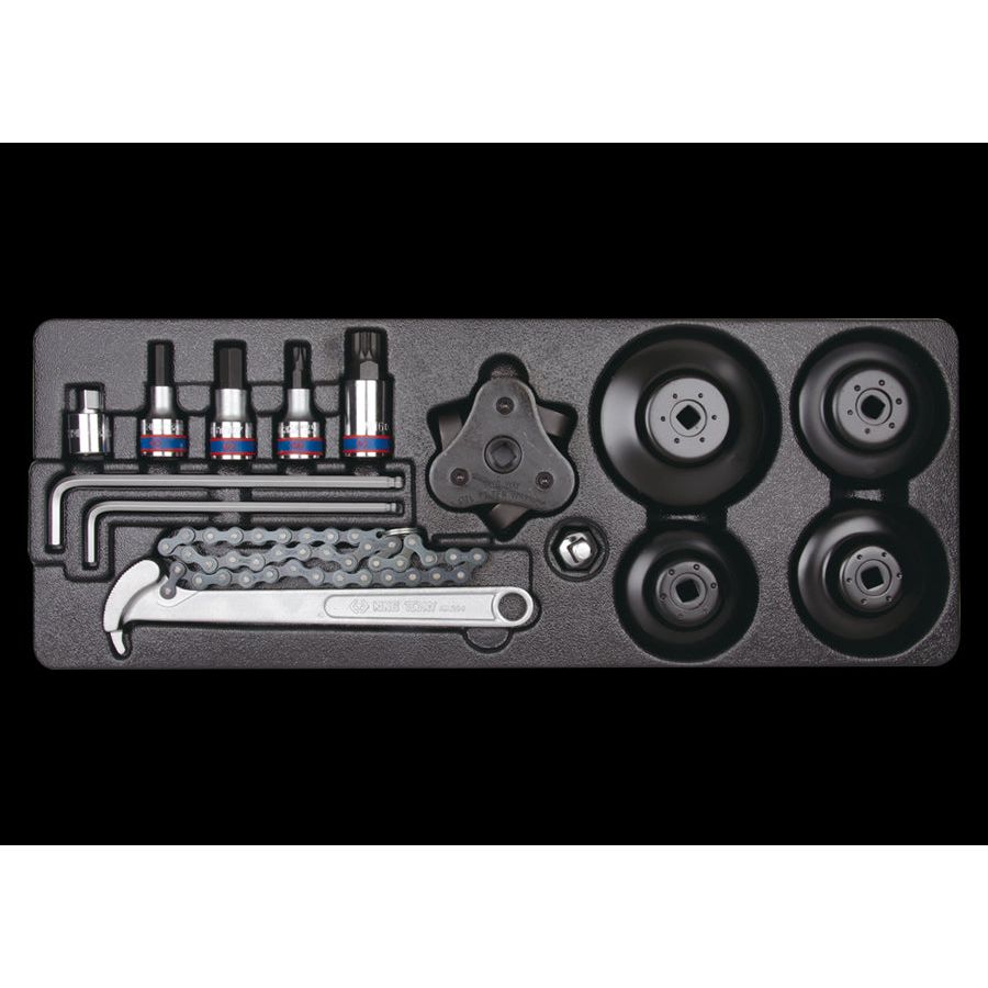 KING TONY Profi-Werkzeuge - 1/2" 6-Kant Steckschlüssel- und Ölfilterschlüssel-Set -13 tlg. 990113MA
