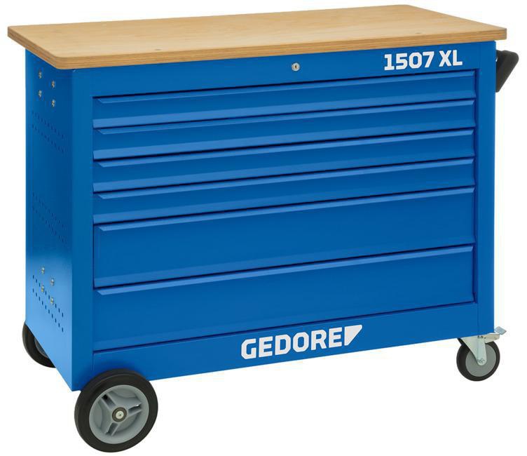 GEDORE Rollwerkbank 1507 XL mit 6 Schubladen, 308-tlg. Werkzeug und 1000 kg Tragkraft