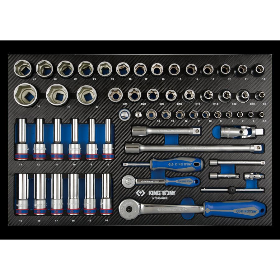KING TONY Profi-Werkzeuge - 1/4" und 1/2" Steckschlüsseleinsätze, EVAWAVE 975560MRE