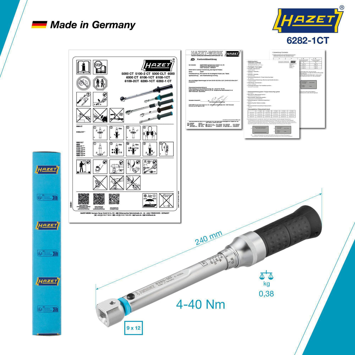 HAZET Drehmomentschlüssel 6280-1CT 2-10 Nm mit 9x12 mm Einsteckaufnahme