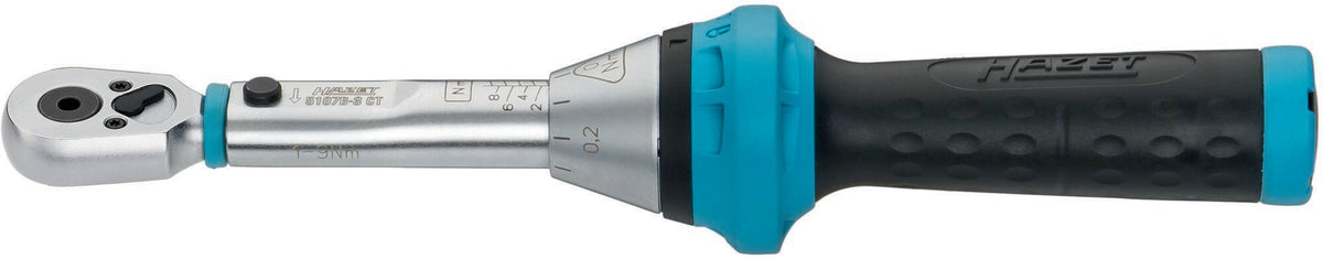 HAZET Drehmomentschlüssel 5107B-3CT 1/4 Zoll 1-9 Nm mit Bit-Umschaltknarre