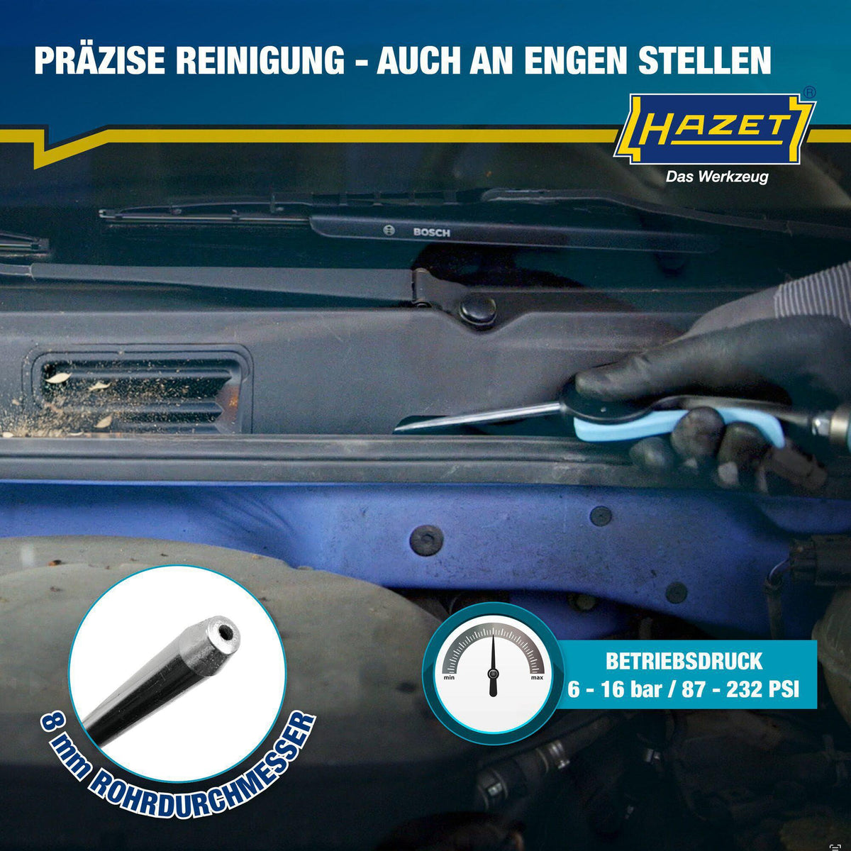 HAZET Druckluftausblaspistole 9040P-2 mit Kupplungsstecker DN 7,2 – 290 l/min