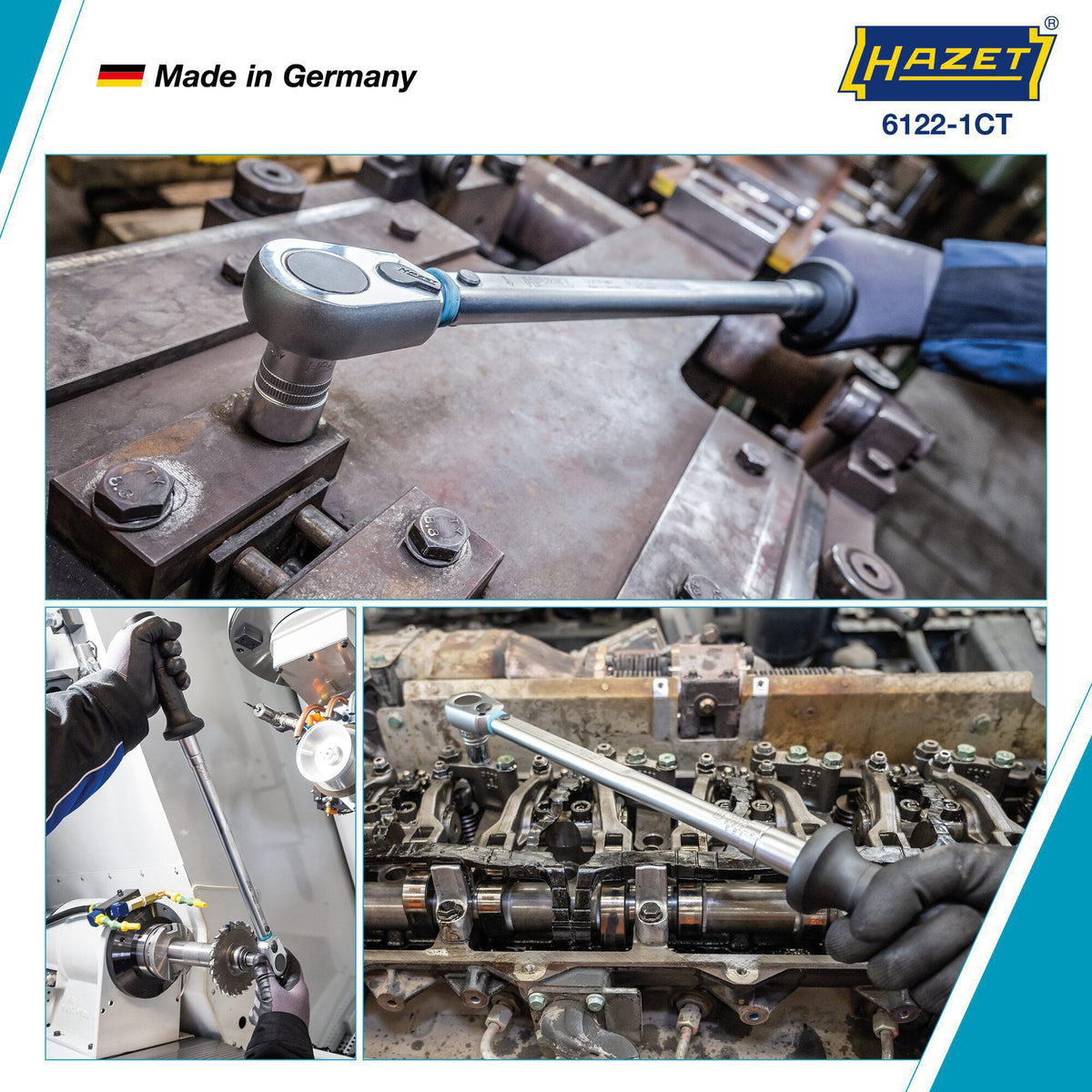 HAZET Drehmomentschlüssel 6111-1CT 3/8 Zoll 20-120 Nm mit Umschaltknarre und Kalibrierschein