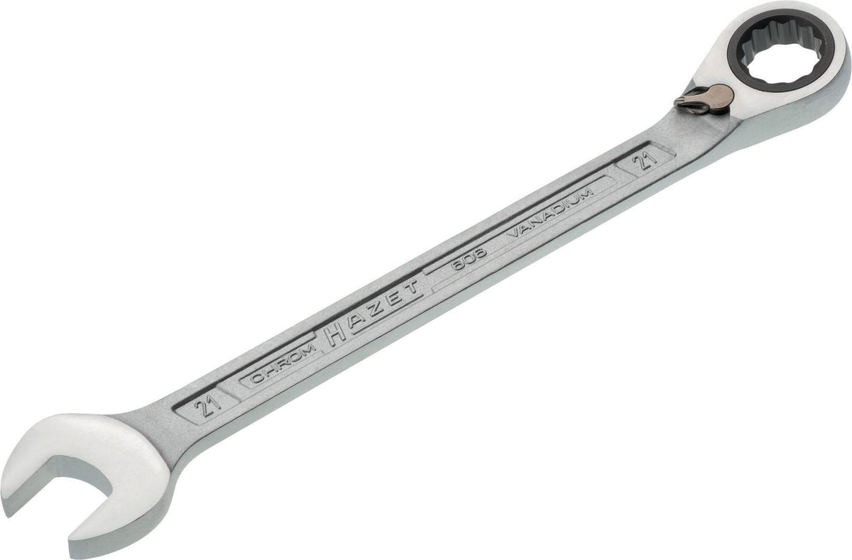 HAZET Maulringratschenschlüssel 606 SW 8 mm – umschaltbar, Ringseite 13° abgewinkelt, 60 Zähne