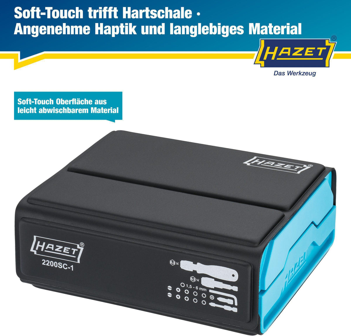 HAZET Bitsortiment SmartCase 2200SC-1 69-teilig Schlitz/PH/PZD/6Kt./TX/TX-Bo