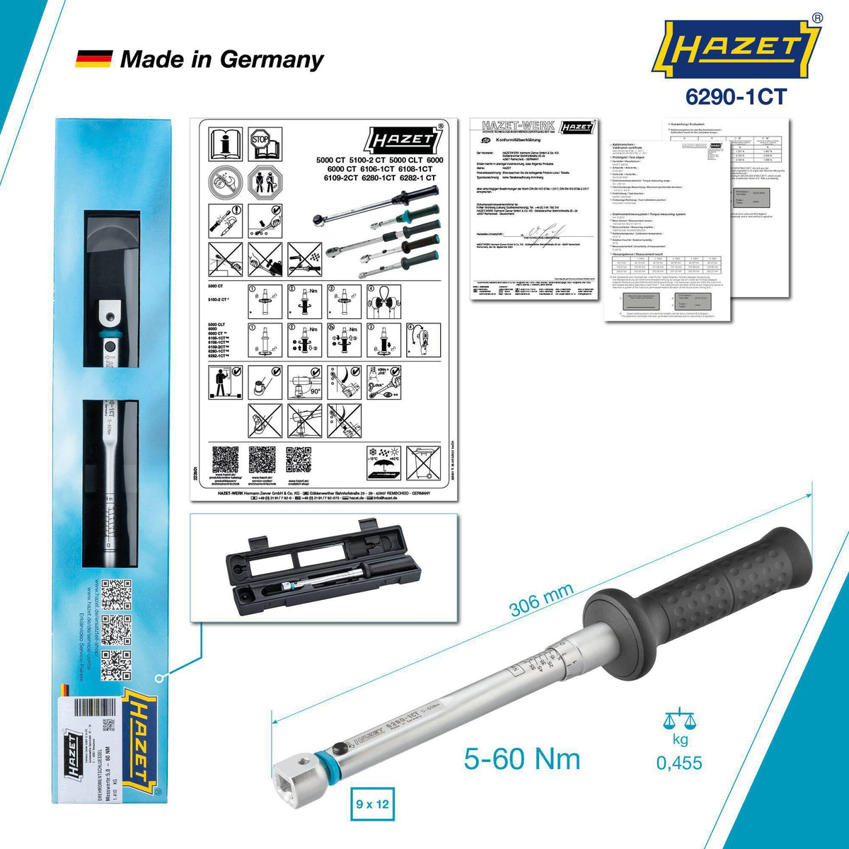HAZET Drehmomentschlüssel 6280-1CT 2-10 Nm mit 9x12 mm Einsteckaufnahme