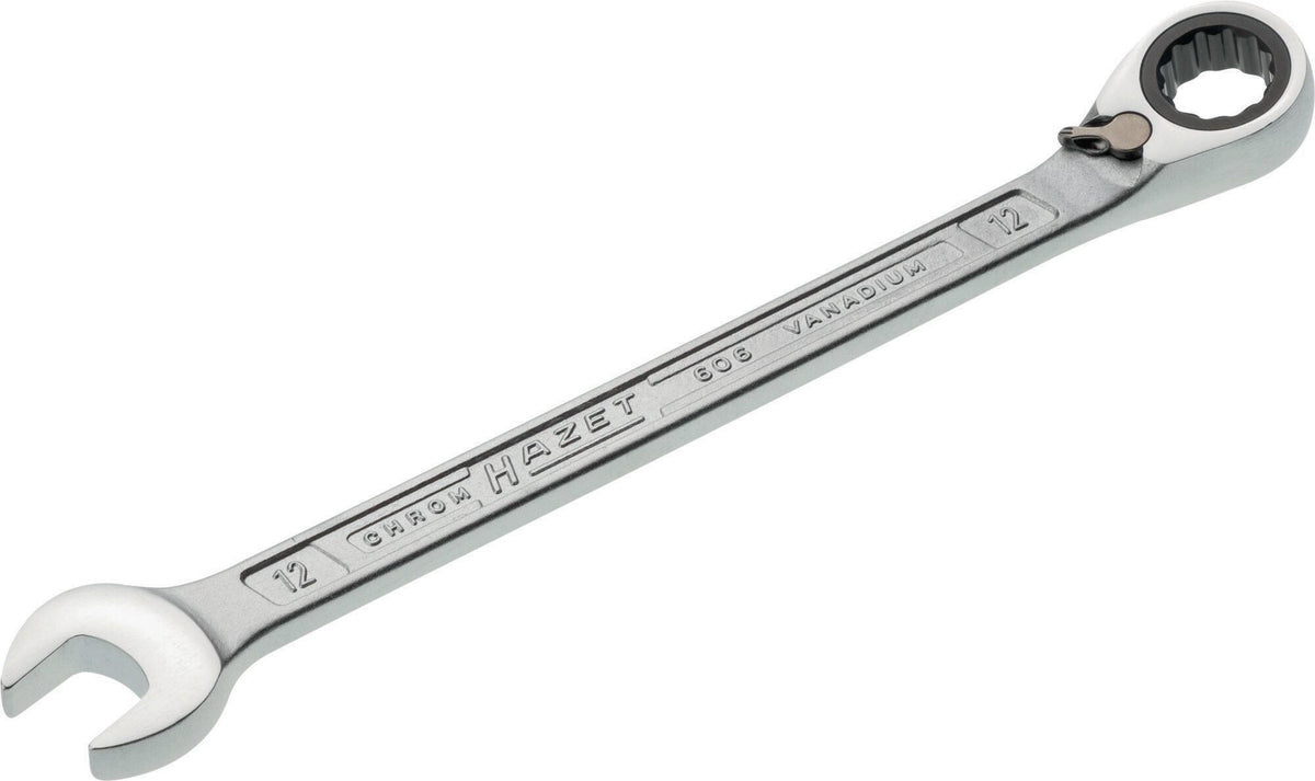 HAZET Maulringratschenschlüssel 606 SW 8 mm – umschaltbar, Ringseite 13° abgewinkelt, 60 Zähne