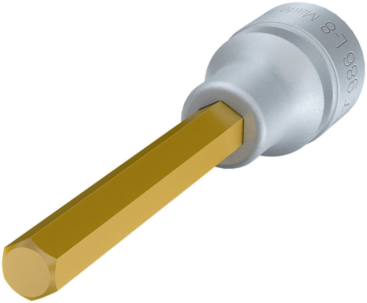 HAZET Steckschlüsseleinsatz 986-4 1/2 Zoll Innen-6-kant SW 4 mm Länge 60 mm TIN-beschichtet
