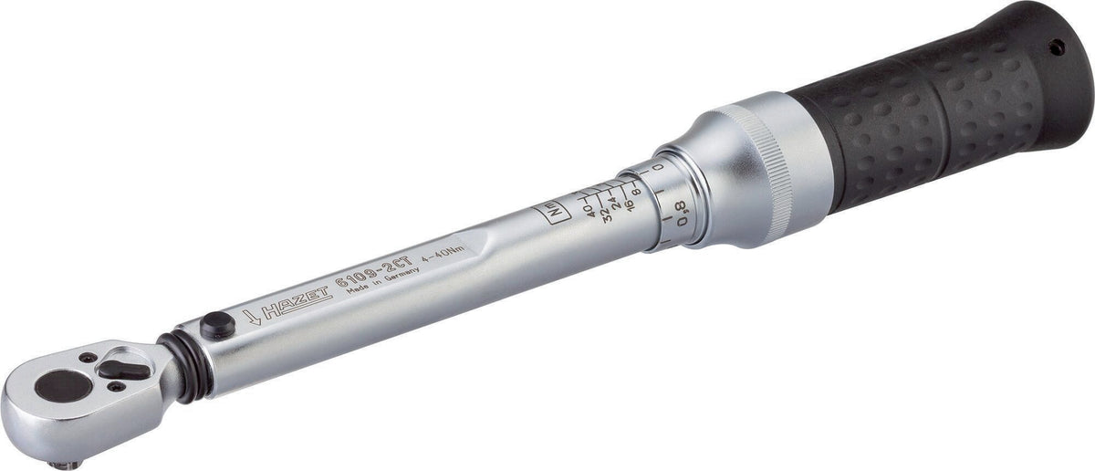 HAZET Drehmomentschlüssel 6108-1CT 1/4 Zoll 2-10 Nm mit Umschaltknarre und Kalibrierschein