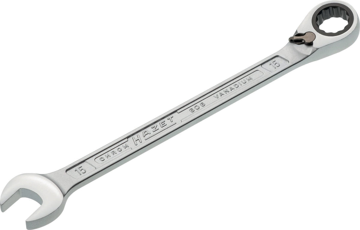 HAZET Maulringratschenschlüssel 606 SW 8 mm – umschaltbar, Ringseite 13° abgewinkelt, 60 Zähne