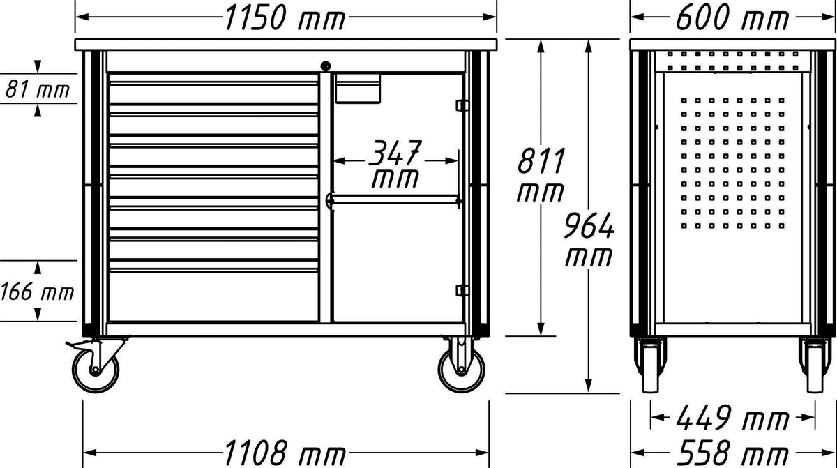 HAZET Werkzeugwagen 179NW-7/230 mit 230-teiligem Werkzeugsatz, 7 Schubladen, 1000 kg