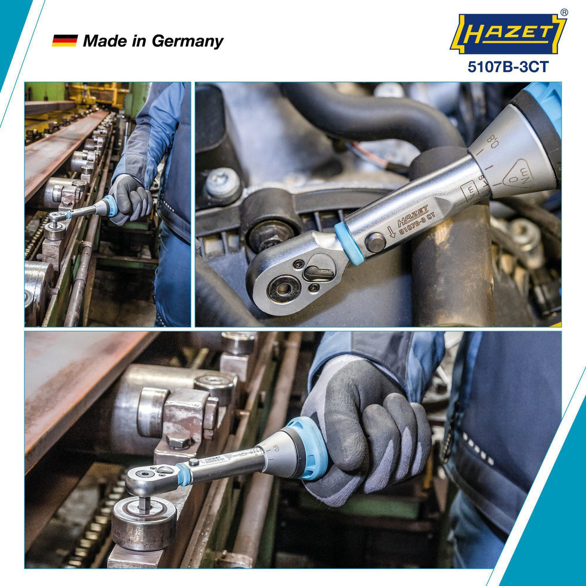 HAZET Drehmomentschlüssel 5107B-3CT 1/4 Zoll 1-9 Nm mit Bit-Umschaltknarre