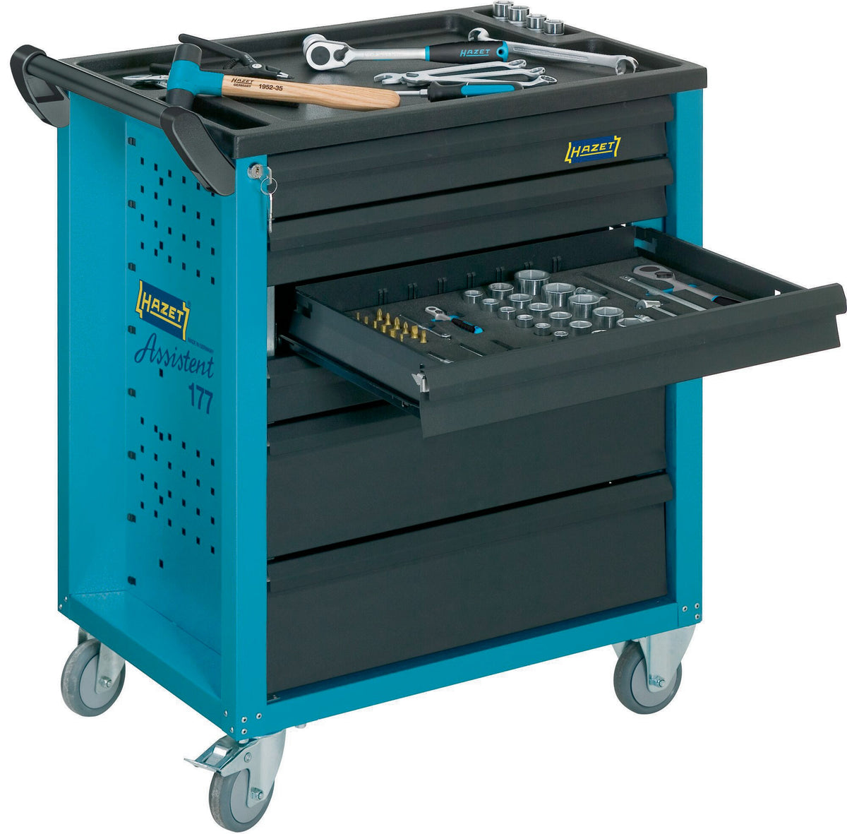 HAZET Werkzeugwagen 177-6, 780x498x915 mm, 6 Schubladen, Stahlblech, blau