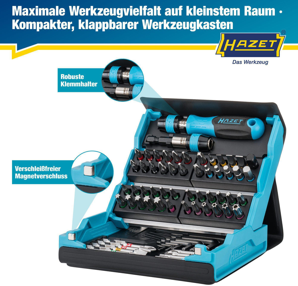 HAZET Bitsortiment SmartCase 2200SC-1 69-teilig Schlitz/PH/PZD/6Kt./TX/TX-Bo