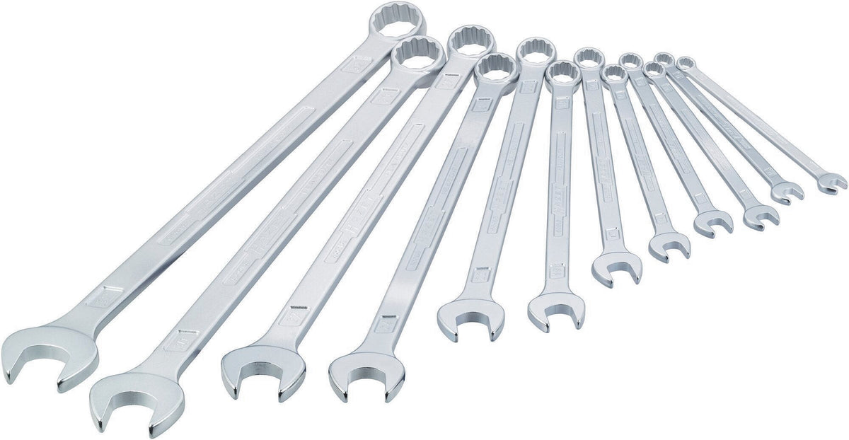 HAZET Ringmaulschlüsselsatz 600LG/10, 10-teilig, SW 10-19 mm, extra lang, CV-Stahl, verchromt